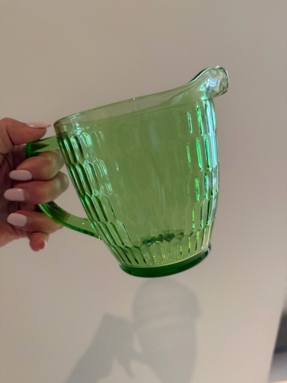 Teleflora Optic Green Glass Pitcher - 5” H